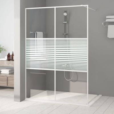 vidaXL Sprchová zástena biela 140x195 cm priehľadné ESG sklo