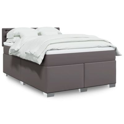 vidaXL Boxspring posteľ s matracom sivá 160x200 cm umelá koža