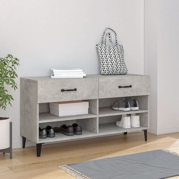 vidaXL Botník betónovo sivý 102x35x55cm spracované drevo