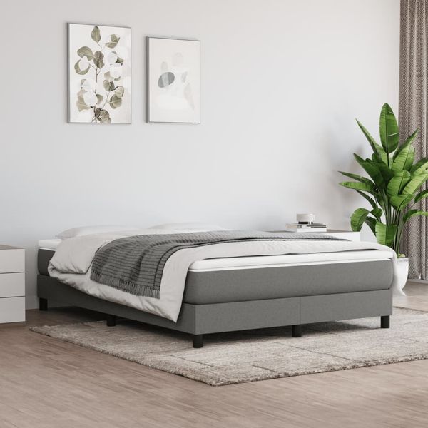 vidaXL Boxspring posteľ s matracom tmavosivá 140x190 cm látka