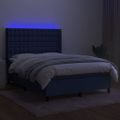 vidaXL Posteľ boxsping s matracom a LED modrá 140x200 cm látka