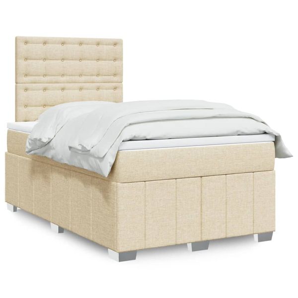 vidaXL Boxspring posteľ s matracom krémová 120x190 cm látka