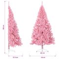 vidaXL Umelý vianočný polovičný stromček s podstavcom ružový 180cm PVC