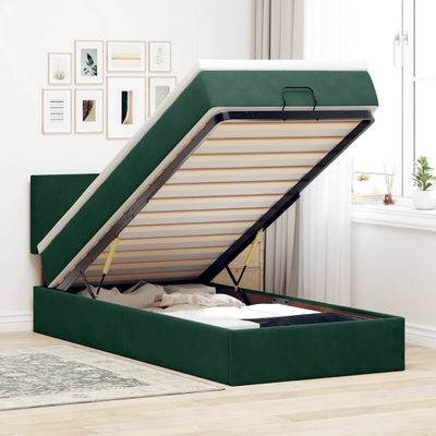 vidaXL Osmanský rám postele s matracom tmavozelená 90x200 cm zamat