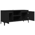 vidaXL TV stolík kovové nohy lesklý čierny 103,5x35x50 cm