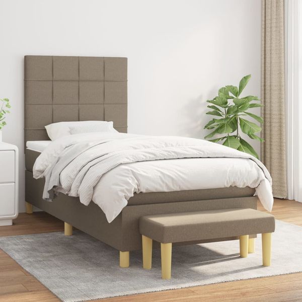 vidaXL Boxspring posteľ s matracom sivohnedý 100x200 cm látka