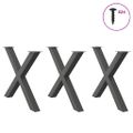 vidaXL Nohy k jedálenskému stolu v tvare X, 3 ks, antracitové, 90 x (72-73) cm, oceľ