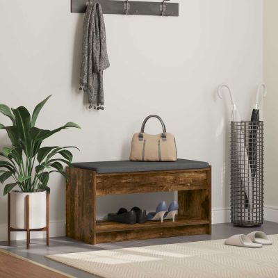 vidaXL Predsieňová lavica s vankúšom Údený Dub 83 x 38 x 45 cm