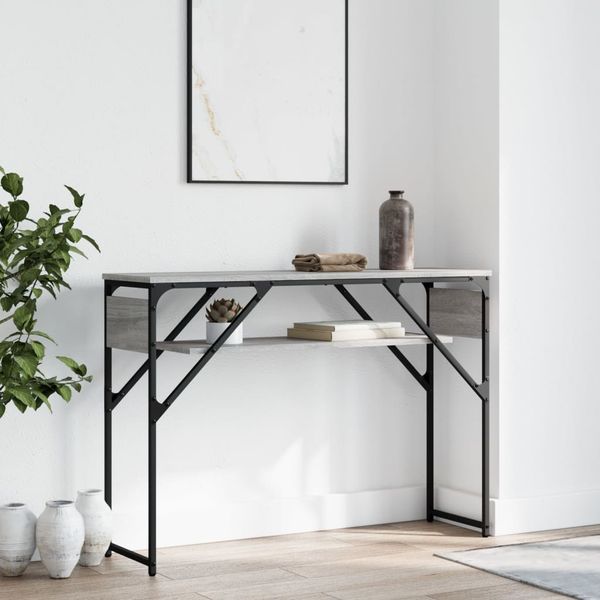 vidaXL Konzolový stolík s policou sivý sonoma 105x30x75 cm komp. drevo