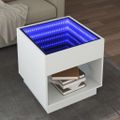 vidaXL Konferenčný stolík s nekonečnými LED biely 50x50x50 cm