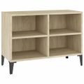 vidaXL TV stolík kovové nohy dub sonoma 69,5x30x50 cm