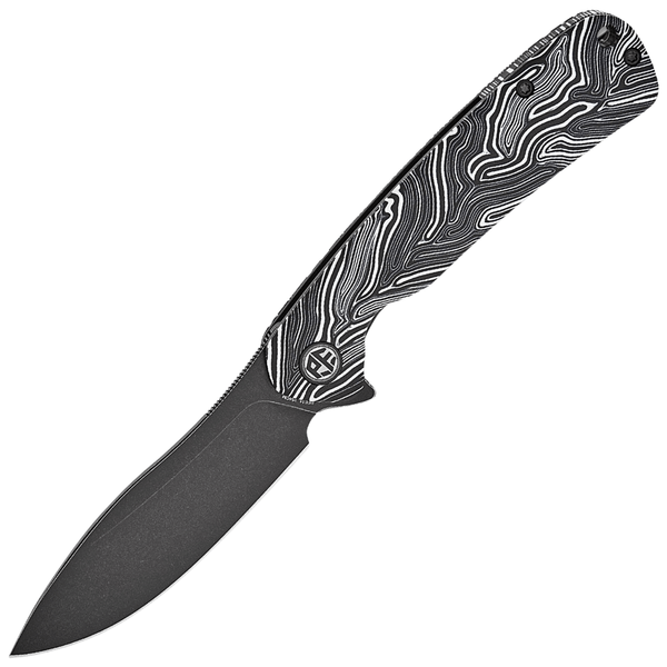 Petrified Fish PFE14WDMW Rogue vreckový nôž 8,7 cm, Black Stonewash, biela, Gmascus G10