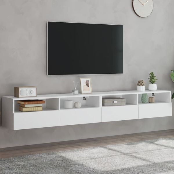 vidaXL TV nástenné skrinky 2 ks biele 100x30x30 cm kompozitné drevo