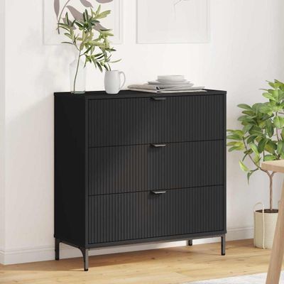 vidaXL Servírovacia skriňa Čierna 79,5 x 33 x 82 cm Kompozitné drevo