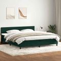 vidaXL Box Spring Posteľ s matracom a LED Tmavo zelená 200x210 cm Zamat