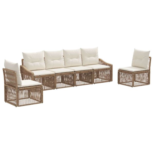 vidaXL Súprava záhradných pohoviek 6 pcs Béžová polyratan