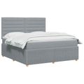 vidaXL LED boxspring posteľ s matracom Svetlosivá 160 x 200 cm Látka