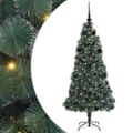 vidaXL Umelý predsvietený vianočný stromček s guľami Zelená 150 cm PET