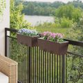 vidaXL Zábradlie 2 ks Hnedá 50 x 17 x 17 cm Kov