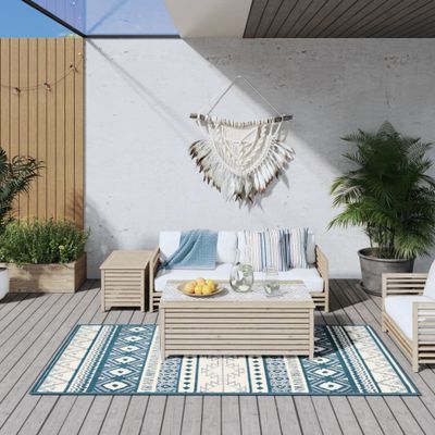 vidaXL Vonkajší koberec aqua a biely 100x200 cm obojstranný dizajn