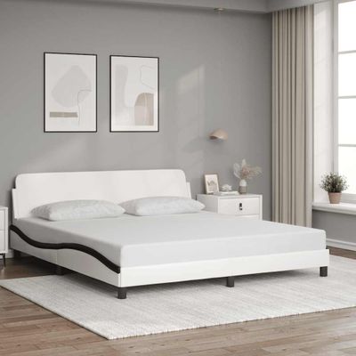 vidaXL Rám postele Dover bielo-čierny 180x200 cm umelá koža