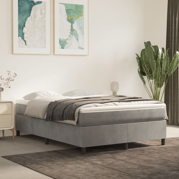 vidaXL Posteľný rám s boxspringom bledosivý 140x190 cm zamat