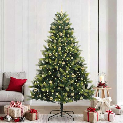 vidaXL Umelý skladací vianočný stromček 300 LED diód Zelená 240 cm
