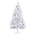 vidaXL Umelý Sklápací Vianočný Stromček LED Biela 106 x 106 x 210 cm