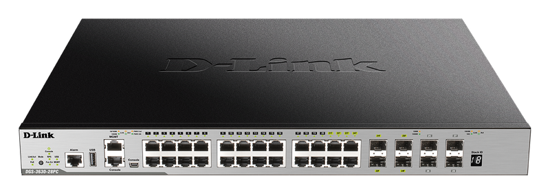 D-Link DGS-3630-28PC/SI L3 24Gb PoE, 4x10G SFP+
