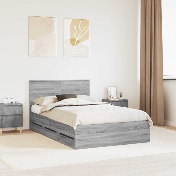 vidaXL Rám postele Sivý Sonoma 120 x 200 cm Inžinierske drevo