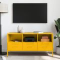 vidaXL TV skrinka horčicovožltá 100,5x39x50,5 cm oceľ