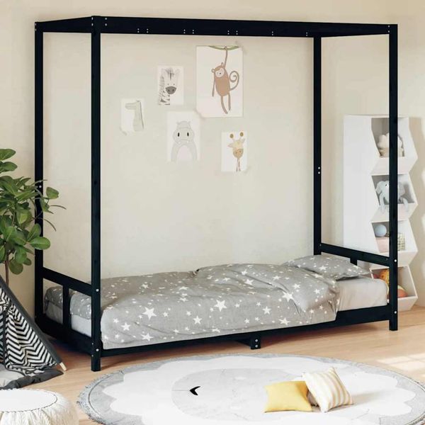 vidaXL Rám detskej postele čierny 80x200 cm masívna borovica