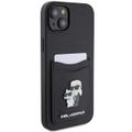 Púzdro Karl Lagerfeld pre iPhone 15 6,1" KLHCP15SSAPKCNPK čierny tvrdý obal Saffiano s držiakom kariet Karl&Choupette Metal Pin
