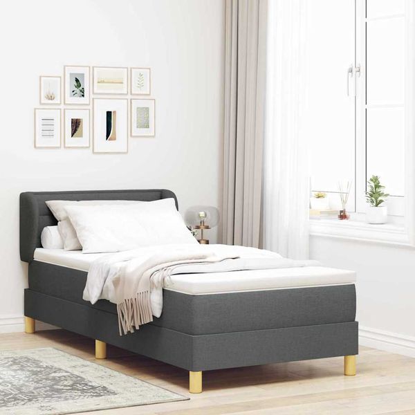 vidaXL Posteľ s pružinovým rámom Tmavo šedá 90 x 190 cm látka