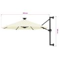 vidaXL Nástenný záhradný slnečník s LED 300 cm, pieskový