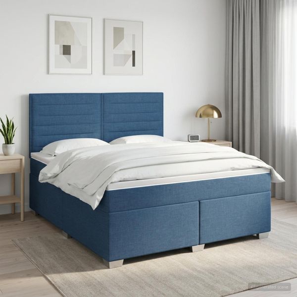 vidaXL Posteľ boxspring s matracom Modrá 180 x 200 cm Látka