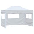 vidaXL Profesionálny skladací párty stan+4 steny 280x410x315 cm, oceľ, biely