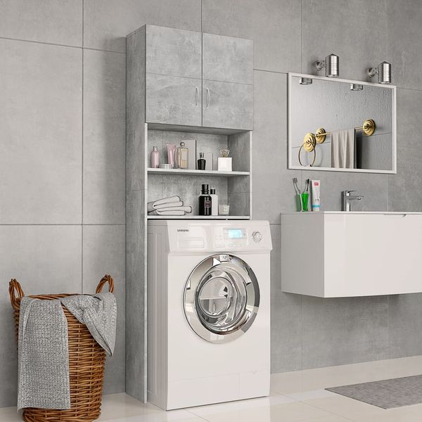 vidaXL Skrinka na práčku, betónovo sivá 64x25,5x190cm kompozitné drevo