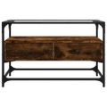 vidaXL TV skrinka sklenená doska dymový dub 80x35x51 cm kompoz. drevo