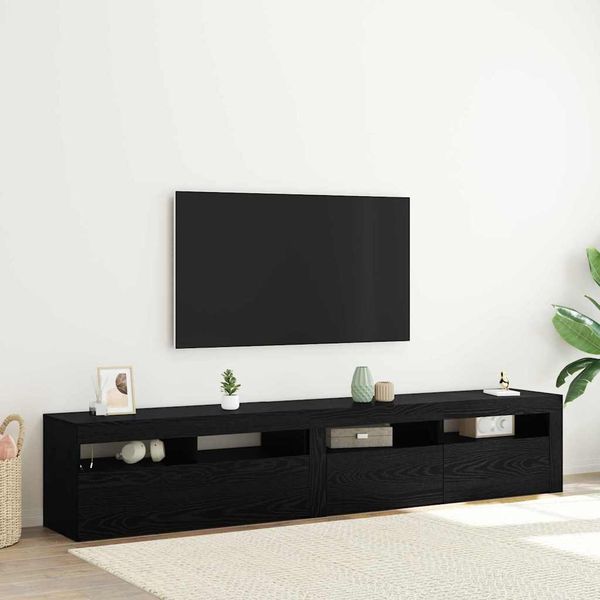vidaXL TV skrinka 2 pcs Čierny dub 210 x 35 x 40 cm Kompozitné drevo
