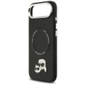 Puzdro Karl Lagerfeld Magsafe PU s hlavičkami Karl & Choupette, logom a kovovými tlačidlami fotoaparátu pre iPhone 17 Air čierne
