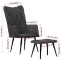 vidaXL Kreslo wingback s podnožkou čierne vintage plátno