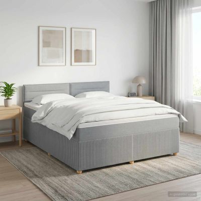 vidaXL Posteľ boxspring s matracom Svetlosivá 140 x 190 cm Látka