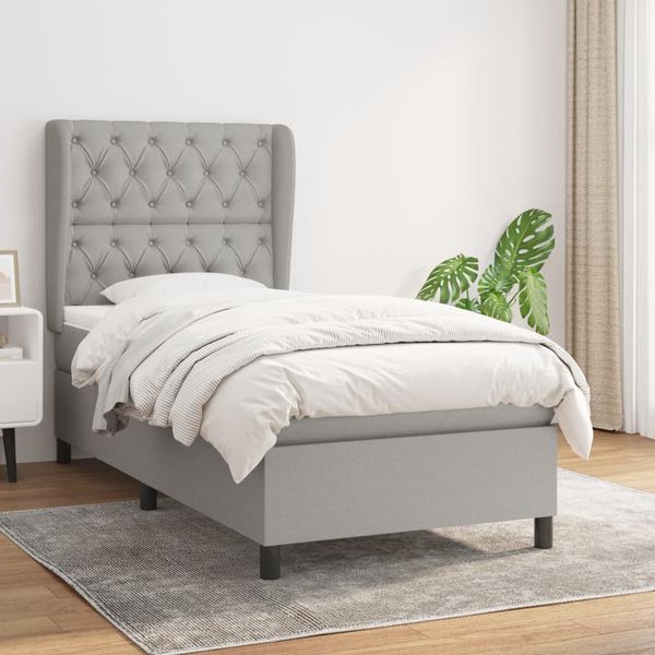 vidaXL Posteľný rám boxsping s matracom bledosivý 80x200 cm látka
