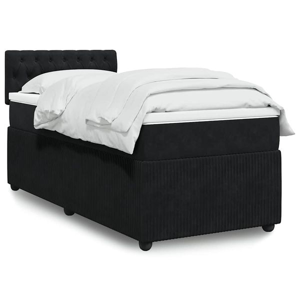 vidaXL Posteľný rám boxspring s matracom čierny 90x200 cm zamat