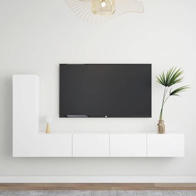 vidaXL 3-dielna súprava TV skriniek, biela, kompozitné drevo