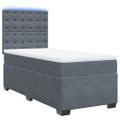 vidaXL Posteľný rám boxspring s matracom tmavosivý 90x200 cm zamat