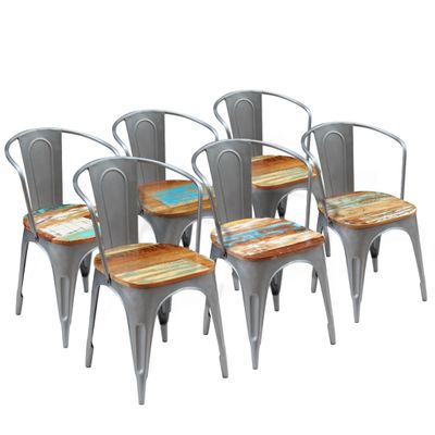 vidaXL Jedálenské stoličky z recyklovaného dreva 6 ks