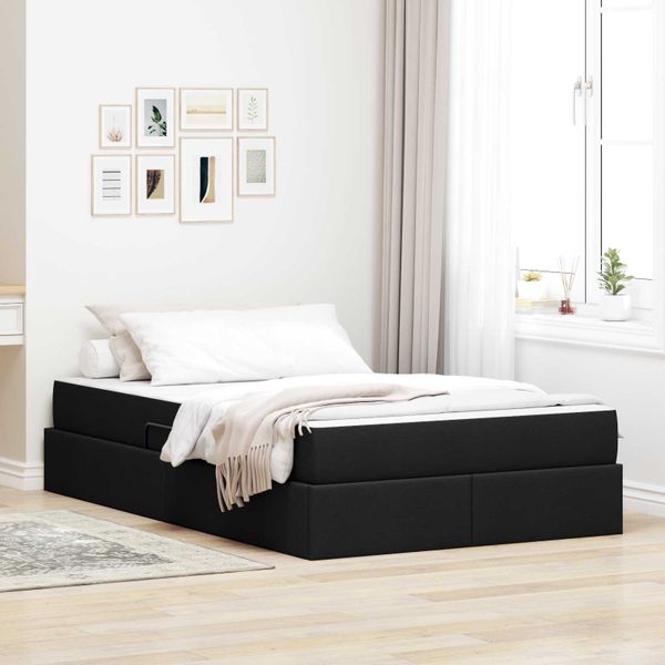 vidaXL Postel s úložným prostorem a matrací Čierna 120 x 190 cm