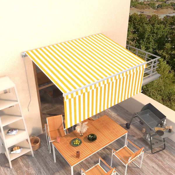 vidaXL Ručne zaťahovacia markíza s tienidlom 3,5x2,5 m žlto-biela